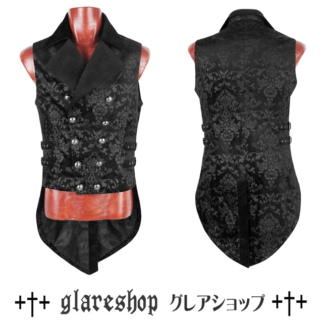 glareshop 쥢åסM.S-M.5XLKX155-B ٥ ߥɥ ²Ĵ ޥ   ֥å  | åեå 奢 V [PUNK RAVE] Gothic vest in the tailcoat style