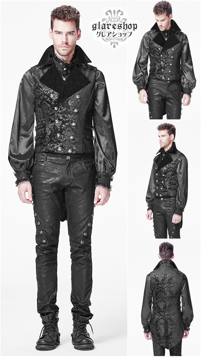 glareshop 쥢åסM.S-M.5XLKX155-B ٥ ߥɥ ²Ĵ ޥ   ֥å  | åեå 奢 V [PUNK RAVE] Gothic vest in the tailcoat style
