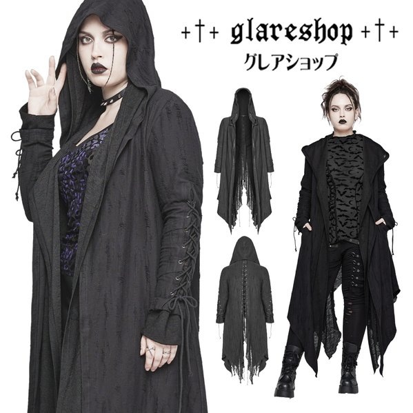 glareshop 쥢åסL-5XLJX852-B+ åѥ쥤䡼󥰥 ադǥ  ǥ | ѥ 奢 V ⡼ɷ ץ ơ   [PUNK RAVE] Goth decadent layered long coat