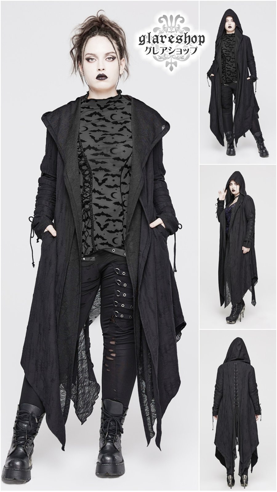 glareshop 쥢åסL-5XLJX852-B+ åѥ쥤䡼󥰥 ադǥ  ǥ | ѥ 奢 V ⡼ɷ ץ ơ   [PUNK RAVE] Goth decadent layered long coat