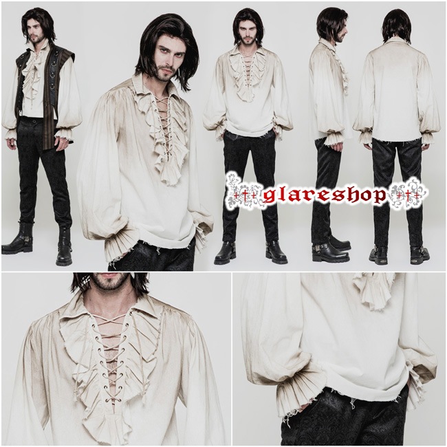 glareshop 쥢åסM.M/M.XL/M.3XLTX584-W ѥ ѥ졼ĥ֥饦 ±  եۥ磻ȡߥ١  | 奢 V ⡼ɷ ץ ơ   [PUNK RAVE] Iovry Steampunk Long Sleeve Shirt