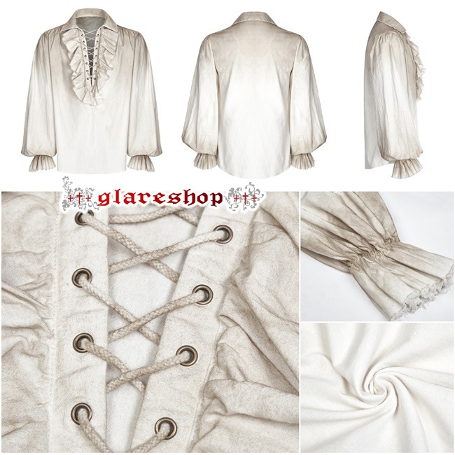 glareshop 쥢åסM.M/M.XL/M.3XLTX584-W ѥ ѥ졼ĥ֥饦 ±  եۥ磻ȡߥ١  | 奢 V ⡼ɷ ץ ơ   [PUNK RAVE] Iovry Steampunk Long Sleeve Shirt