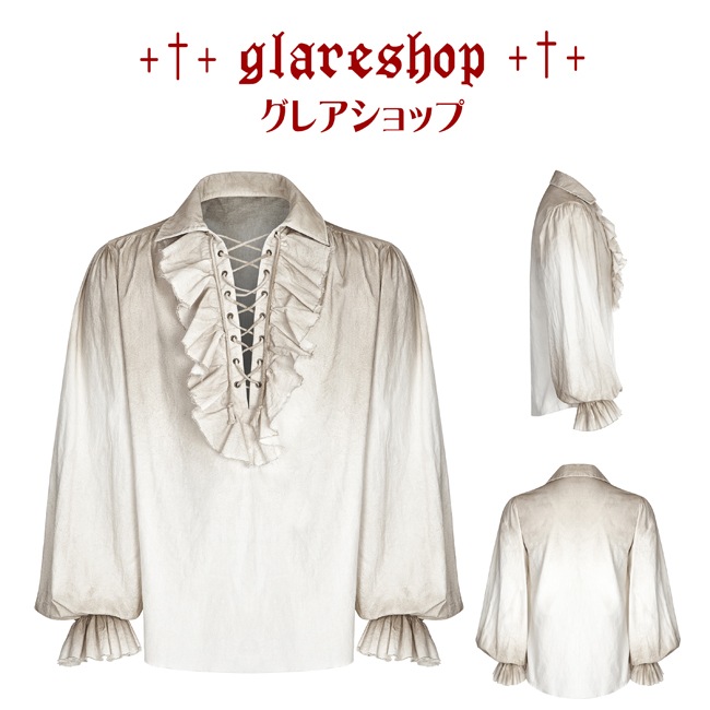 glareshop 쥢åסM.M/M.XL/M.3XLTX584-W ѥ ѥ졼ĥ֥饦 ±  եۥ磻ȡߥ١  | 奢 V ⡼ɷ ץ ơ   [PUNK RAVE] Iovry Steampunk Long Sleeve Shirt