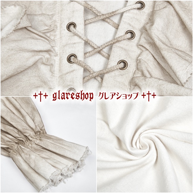 glareshop 쥢åסM.M/M.XL/M.3XLTX584-W ѥ ѥ졼ĥ֥饦 ±  եۥ磻ȡߥ١  | 奢 V ⡼ɷ ץ ơ   [PUNK RAVE] Iovry Steampunk Long Sleeve Shirt