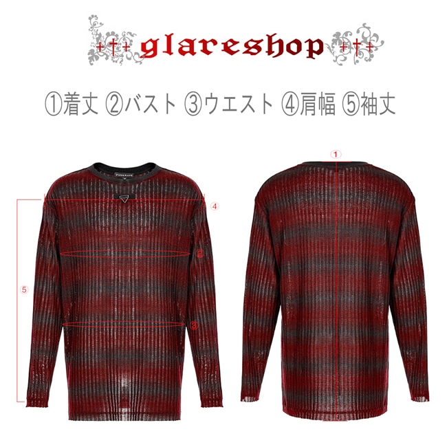 glareshop ���쥢����åס�M.M/M.XL/M.3XL��TXA040-R���ѥ� ����ץ� ���롼�ͥå��ܡ������˥åȥ������� ������ ��� | ��������ѥ� �������奢��� V�� �⡼�ɷ� ���� �� [PUNK RAVE] Punk Loose Stripe Sweater