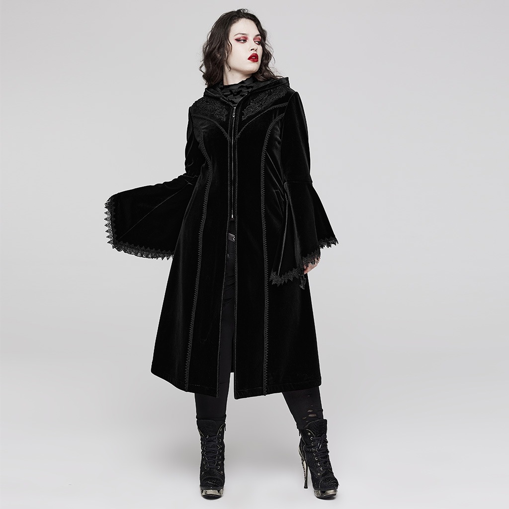 glareshop 쥢åסL-5XLJX855-B+  󥰾 å㥹ʸǥ&졼٥٥å  ֥å ǥ |  奢 V ⡼ɷ ץ ơ   [PUNK RAVE] Goth Gorgeous Velvet Coat
