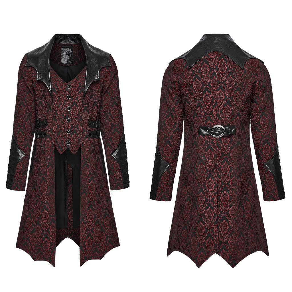 ������ڤ��glareshop ���쥢����åס�M.S-M.5XL��JXA029-R�������å��ѥ쥹���㥫���ɥХåȥ�ڥ륫�顼�ơ��륳���� ���ߥ�å� ��� | �����å� �»� �ե��å���� �������奢��� V�� ���ơ��� ���� [PUNK RAVE] Gothic Palace Jacquard Bat Lapel Collar Tail Coat