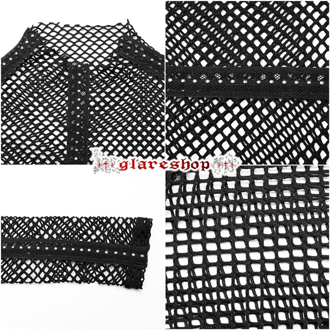 glareshop 쥢åסS/L/2XLTXA091-B ѥ  롼 ط å T  ǥ | 奢 V ⡼ɷ ץ ơ   [PUNK RAVE] Gothic Fashion Grunge Mesh Long Sleeve