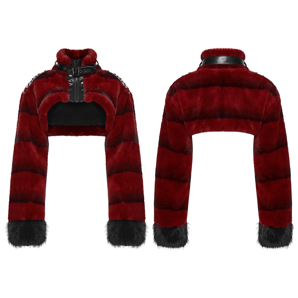 glareshop ���쥢����åס�S/L/2XL��JXA017-R���ѥ󥯥���ȥ饽�եȥե��������� ���硼�Ⱦ� ������ ��ǥ����� | ����� �������奢��� V�� [PUNK RAVE] Punk Ultra-Soft Fur Coat