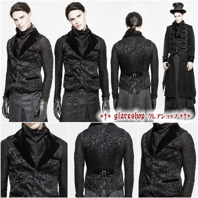 glareshop 쥢åסM.S-M.5XLKX215-Bå٥ 硼Ⱦ ² ޥ ơ㥬ɥ  ֥å  | 奢 V ⡼ɷ ץ ơ   [PUNK RAVE] Steampunk Vintage Jacquard Vest/Waistcoat