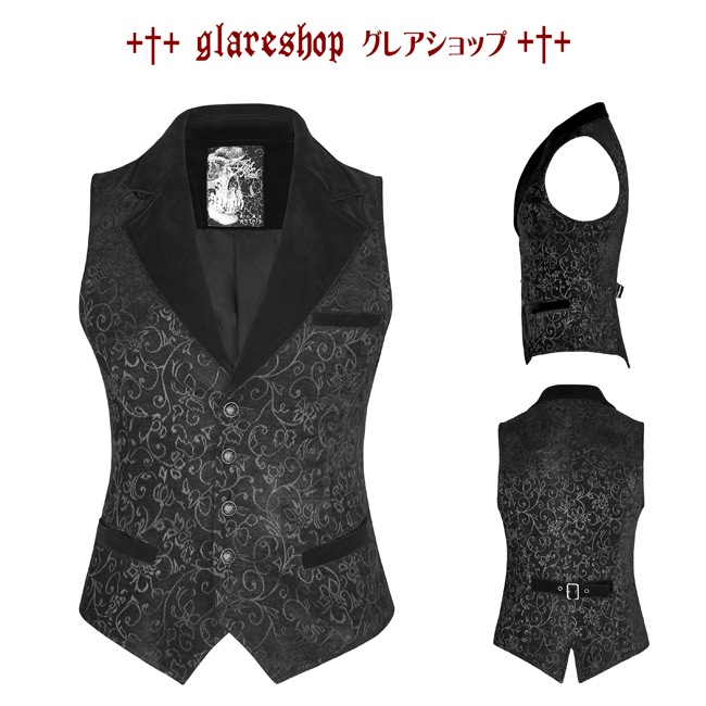 glareshop 쥢åסM.S-M.5XLKX215-Bå٥ 硼Ⱦ ² ޥ ơ㥬ɥ  ֥å  | 奢 V ⡼ɷ ץ ơ   [PUNK RAVE] Steampunk Vintage Jacquard Vest/Waistcoat