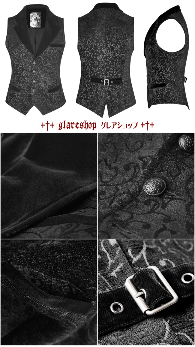 glareshop 쥢åסM.S-M.5XLKX215-Bå٥ 硼Ⱦ ² ޥ ơ㥬ɥ  ֥å  | 奢 V ⡼ɷ ץ ơ   [PUNK RAVE] Steampunk Vintage Jacquard Vest/Waistcoat