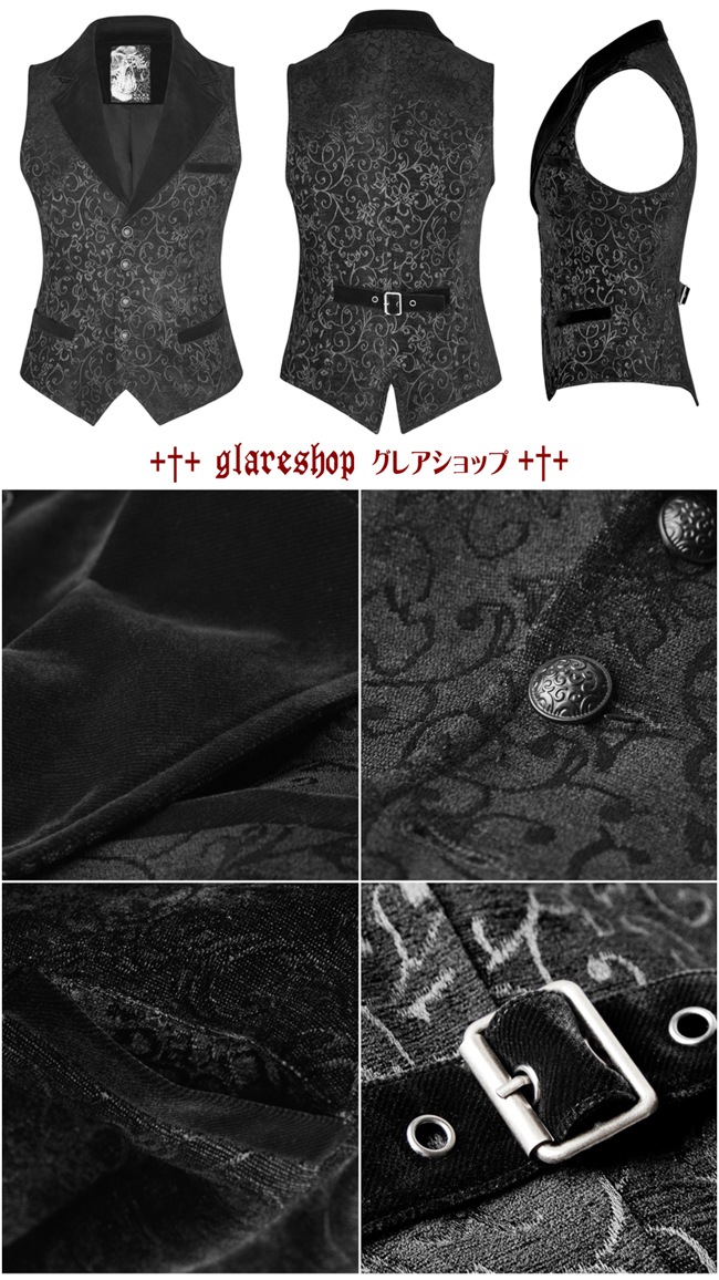 glareshop 쥢åסM.S-M.5XLKX215-B ѥ ² ޥ ơ㥫ɥ å٥   | 奢 V ⡼ɷ ץ ơ   [PUNK RAVE] Steampunk Vintage Jacquard Vest/Waistcoat