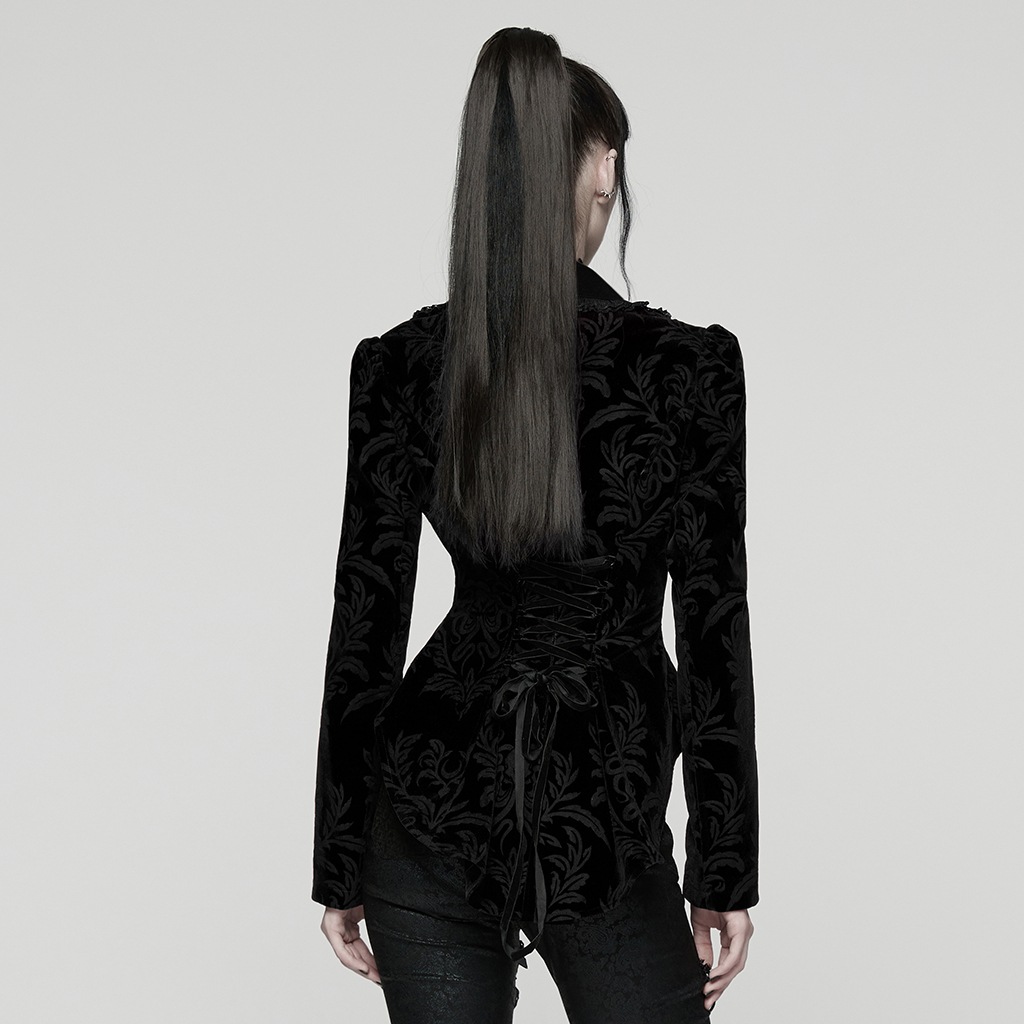 glareshop ���쥢����åס�XS-4XL��JXA019-B�������å�������ơ����ץ��ȥ٥�٥åȥ����� ���硼�Ⱦ� �� �֥�å� ��ǥ����� | ����� �������奢��� V�� �⡼�ɷ� [PUNK RAVE] Gothic Vintage Print Velvet Coat