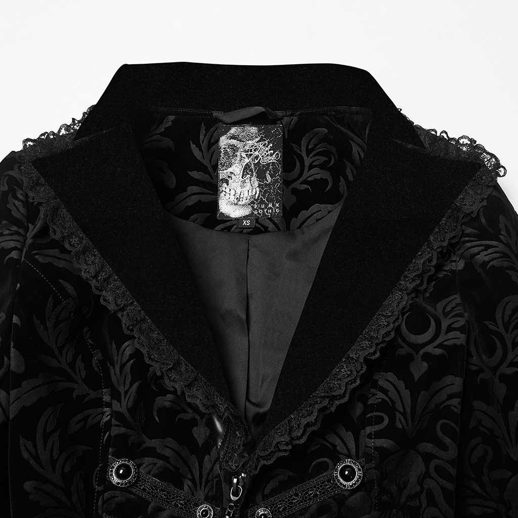 glareshop ���쥢����åס�XS-4XL��JXA019-B�������å�������ơ����ץ��ȥ٥�٥åȥ����� ���硼�Ⱦ� �� �֥�å� ��ǥ����� | ����� �������奢��� V�� �⡼�ɷ� [PUNK RAVE] Gothic Vintage Print Velvet Coat