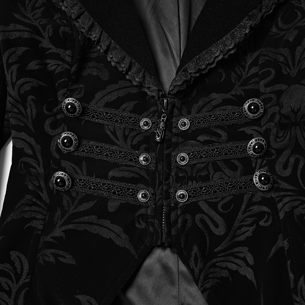 glareshop ���쥢����åס�XS-4XL��JXA019-B�������å�������ơ����ץ��ȥ٥�٥åȥ����� ���硼�Ⱦ� �� �֥�å� ��ǥ����� | ����� �������奢��� V�� �⡼�ɷ� [PUNK RAVE] Gothic Vintage Print Velvet Coat