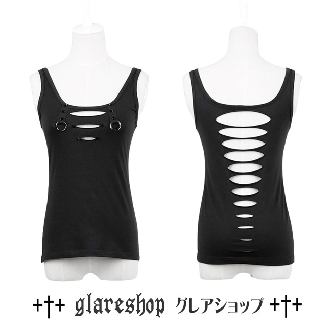 glareshop 쥢åסM/2XLKX077 å ѥ ǲİ ꤢ 󥯥ȥå  ǥ | å V ɷ ¤ߥ  Ź եå ϥ⡼ɷ  [PUNK RAVE] Gothic Punk Tank topwith Broken-hole