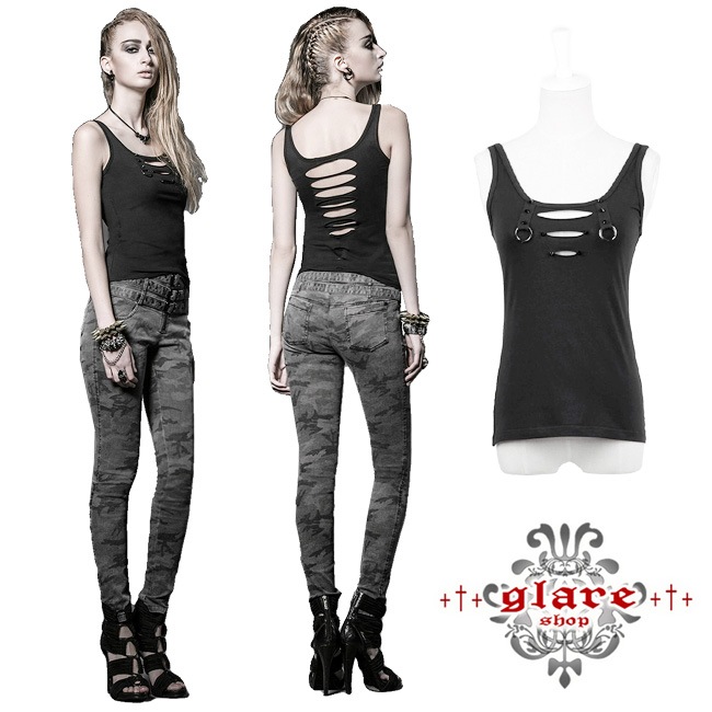 glareshop 쥢åסM/2XLKX077 å ѥ ǲİ ꤢ 󥯥ȥå  ǥ | å V ɷ ¤ߥ  Ź եå ϥ⡼ɷ  [PUNK RAVE] Gothic Punk Tank topwith Broken-hole