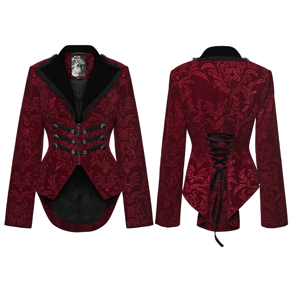 glareshop ���쥢����åס�XS-4XL��JXA019-R�������å�������ơ����ץ��ȥ٥�٥åȥ����� ���硼�Ⱦ� �֡߹� ��ǥ����� | ����� �������奢��� V�� �⡼�ɷ� [PUNK RAVE] Gothic Vintage Print Velvet Coat