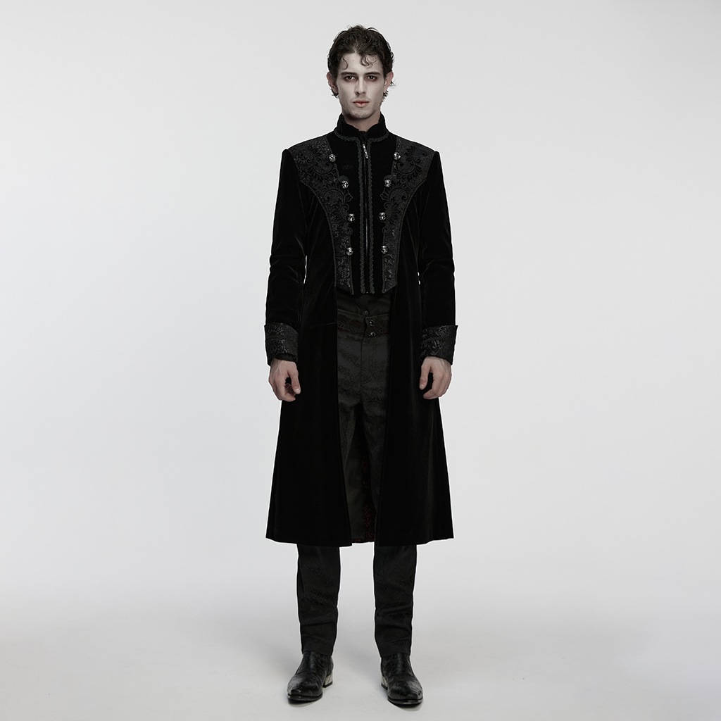 glareshop ���쥢����åס�M.S-M.5XL��JXA038-B�������å��ѥ쥹�ɽ��٥�٥åȥѡ��ƥ��������� �� �֥�å� ��� | �����å� �»� �������奢��� V�� �⡼�ɷ� ���ơ��� ���� [PUNK RAVE] Gothic Palace Embroidery Velvet Party Coat