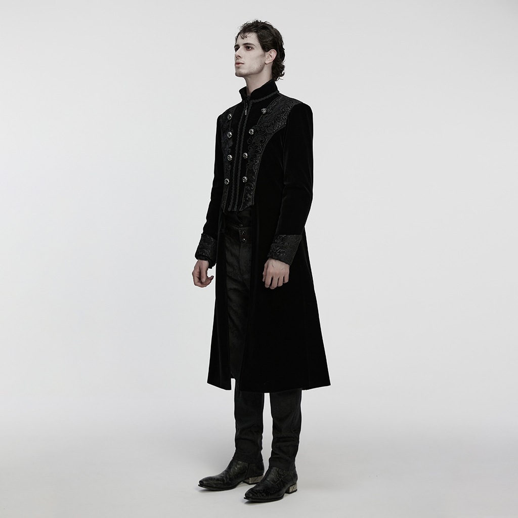 glareshop ���쥢����åס�M.S-M.5XL��JXA038-B�������å��ѥ쥹�ɽ��٥�٥åȥѡ��ƥ��������� �� �֥�å� ��� | �����å� �»� �������奢��� V�� �⡼�ɷ� ���ơ��� ���� [PUNK RAVE] Gothic Palace Embroidery Velvet Party Coat