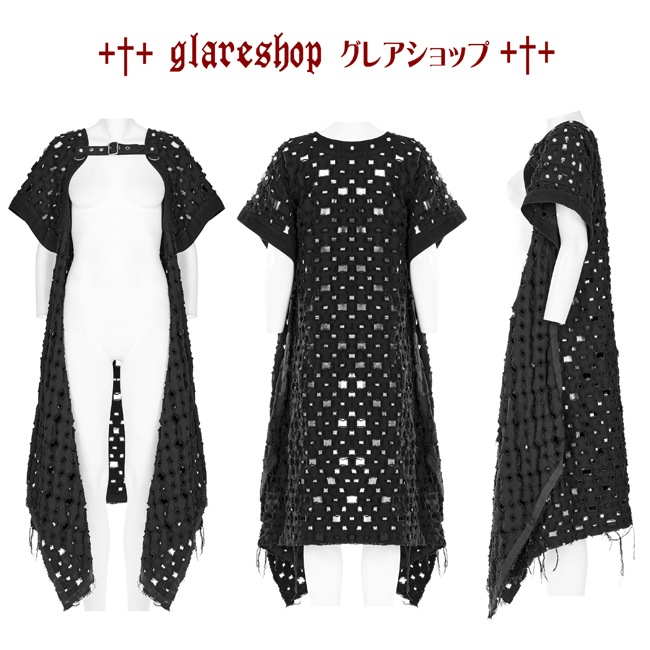 glareshop 쥢åסS/L/2XLJX836-Båѥ ǥ ߥɥ  ᡼ù  ȥ꡼  ֥å ǥ |  ⡼ɷ ơ   [PUNK RAVE] The Post-apocalyptic style hollow out cardigan