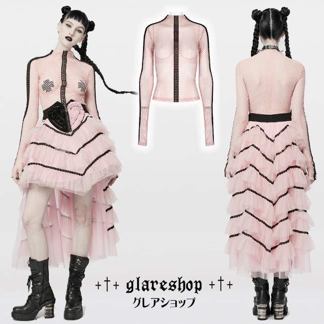 glareshop ���쥢����åס�S/L/2XL��TXA091-P���������� �ѥ� �������� �������롼 �ط� ��å��� T����� �ԥ� ��ǥ����� | �������奢��� V�� �⡼�ɷ� �����ץ� ���ơ��� ���� �� [PUNK RAVE] Gothic Fashion Grunge Mesh Long Sleeve