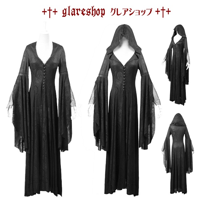 glareshop 쥢åסS/L/2XLJX198-Bå ǥ 󥰾 ադ  ֥å ǥ |  | եå ϥ  奢 V ץ ơ   [PUNK RAVE] Gothic High Priestess Hooded Coat