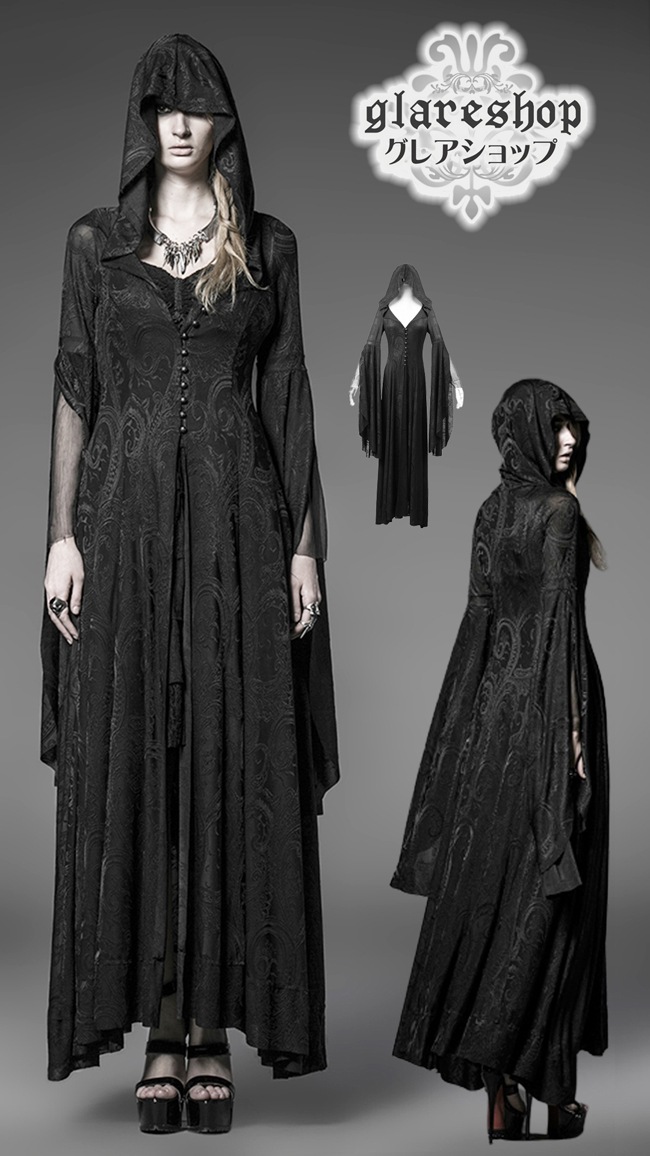 glareshop 쥢åסS/L/2XLJX198-Bå ǥ 󥰾 ադ  ֥å ǥ |  | եå ϥ  奢 V ץ ơ   [PUNK RAVE] Gothic High Priestess Hooded Coat