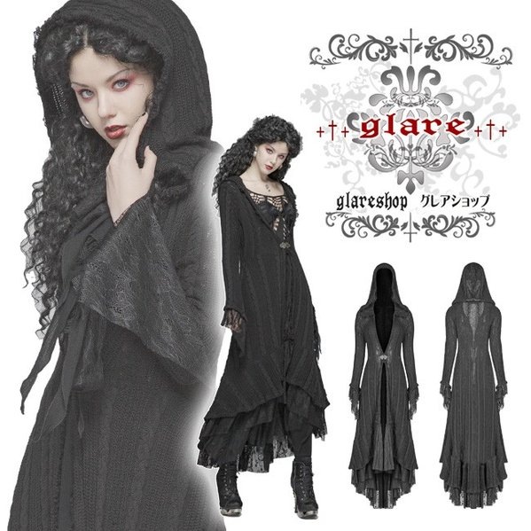 glareshop 쥢åסS/L/2XLJX556-B ǥ 󥰾  ơ륫å  ֥å ǥ |  å 奢 V ⡼ɷ ץ ơ   [PUNK RAVE] Gothic Woolen Cardigan