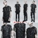 glareshop 쥢åסM.M/M.XL/M.3XLTX1006-B ѥ ᡼ Ǻ Ⱦµ T   | ѥ 奢 V ⡼ɷ ץ ơ   [PUNK RAVE]  Gothic Knitted Broken Holes Short Sleeve T-Shirt