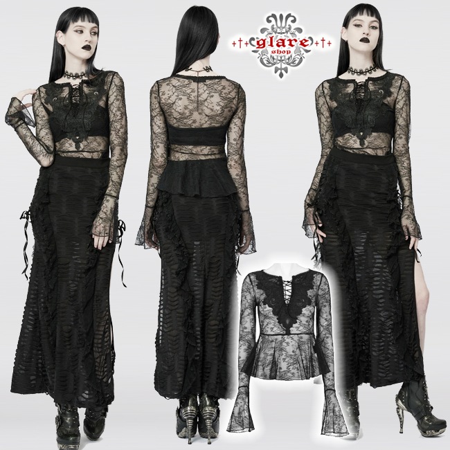 ������ڤ��glareshop ���쥢����åס�S/L/2XL��TXA084-B�������å� ���쥬��� �졼�����å� �ե쥢µ �������롼 �ɽ� ���åȥ��� �� ��ǥ����� | �������奢��� V�� �⡼�ɷ� ���ơ��� ���� �� [PUNK RAVE] Gothic light lace T-shirt
