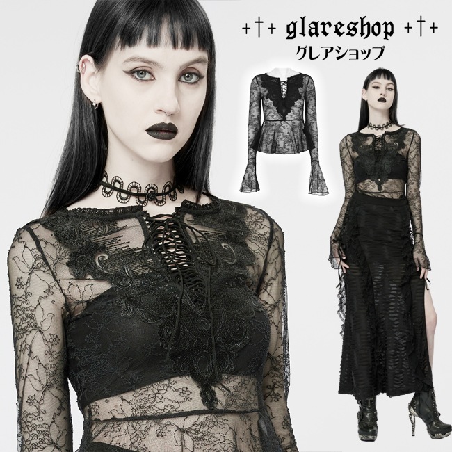 ������ڤ��glareshop ���쥢����åס�S/L/2XL��TXA084-B�������å� ���쥬��� �졼�����å� �ե쥢µ �������롼 �ɽ� ���åȥ��� �� ��ǥ����� | �������奢��� V�� �⡼�ɷ� ���ơ��� ���� �� [PUNK RAVE] Gothic light lace T-shirt