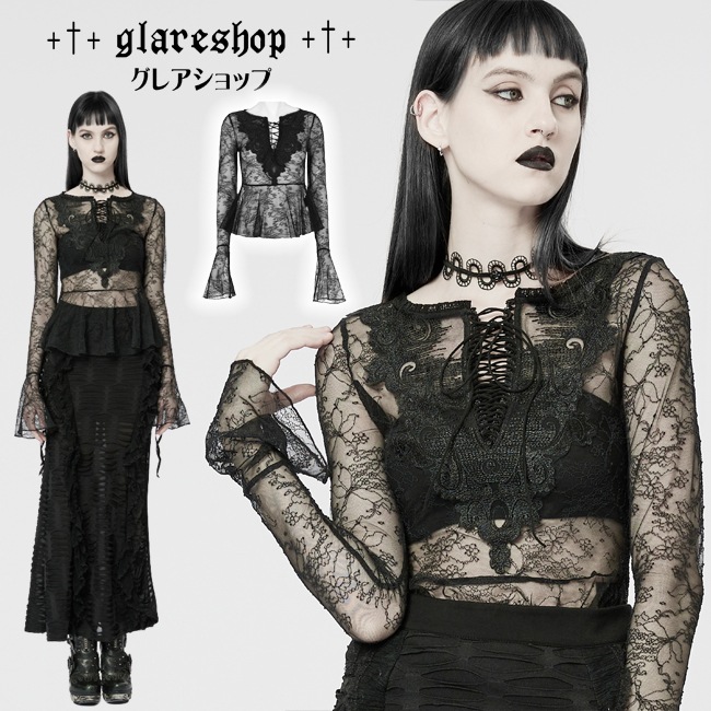 ������ڤ��glareshop ���쥢����åס�S/L/2XL��TXA084-B�������å� ���쥬��� �졼�����å� �ե쥢µ �������롼 �ɽ� ���åȥ��� �� ��ǥ����� | �������奢��� V�� �⡼�ɷ� ���ơ��� ���� �� [PUNK RAVE] Gothic light lace T-shirt
