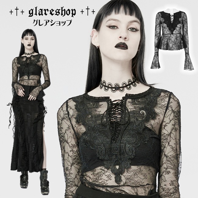 ������ڤ��glareshop ���쥢����åס�S/L/2XL��TXA084-B�������å� ���쥬��� �졼�����å� �ե쥢µ �������롼 �ɽ� ���åȥ��� �� ��ǥ����� | �������奢��� V�� �⡼�ɷ� ���ơ��� ���� �� [PUNK RAVE] Gothic light lace T-shirt