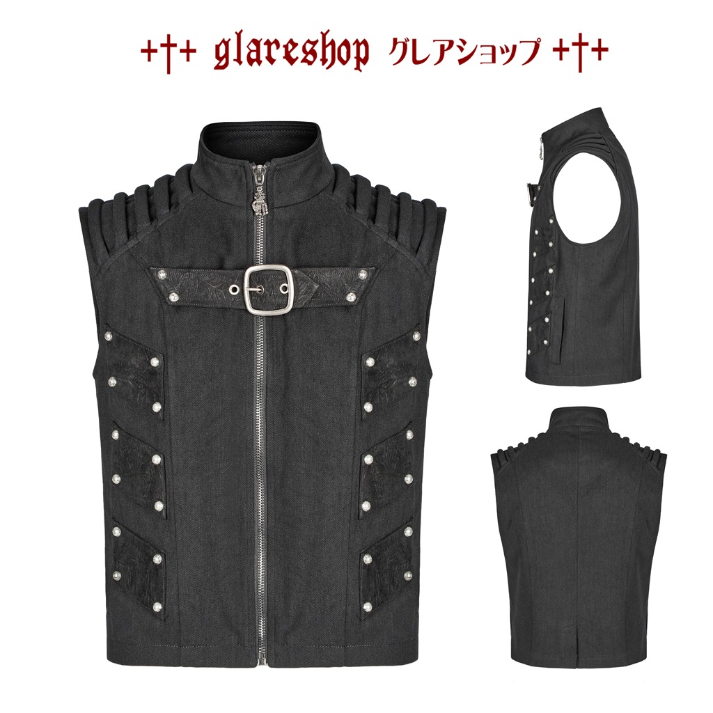 glareshop 쥢åסM.S-M.5XLKX518Сѥ ̤ ߥ꥿꡼ Ū  ĥ ٥   | ѥ å å  Ū Сѥ ⡼ ץ ơ   [PUNK RAVE] Doomsday Punk Vest