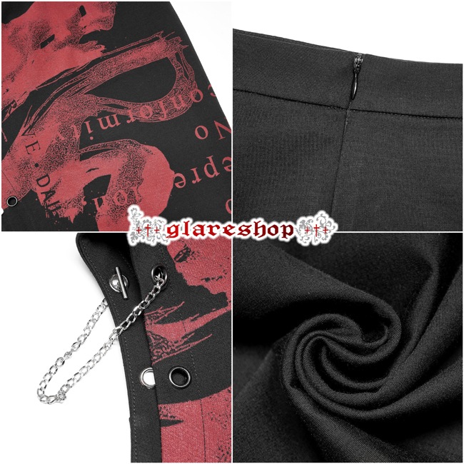 glareshop 쥢åסXS-4XLSX491-R å㥤񤭥󥯥ץȥ   ǥ | 奢 V ⡼ɷ ץ ơ   [PUNK RAVE] Gothic Punk Handwritten Ink Print Asymmetric Long Skirt