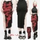 glareshop 쥢åסXS-4XLSX491-R å㥤񤭥󥯥ץȥ   ǥ | 奢 V ⡼ɷ ץ ơ   [PUNK RAVE] Gothic Punk Handwritten Ink Print Asymmetric Long Skirt