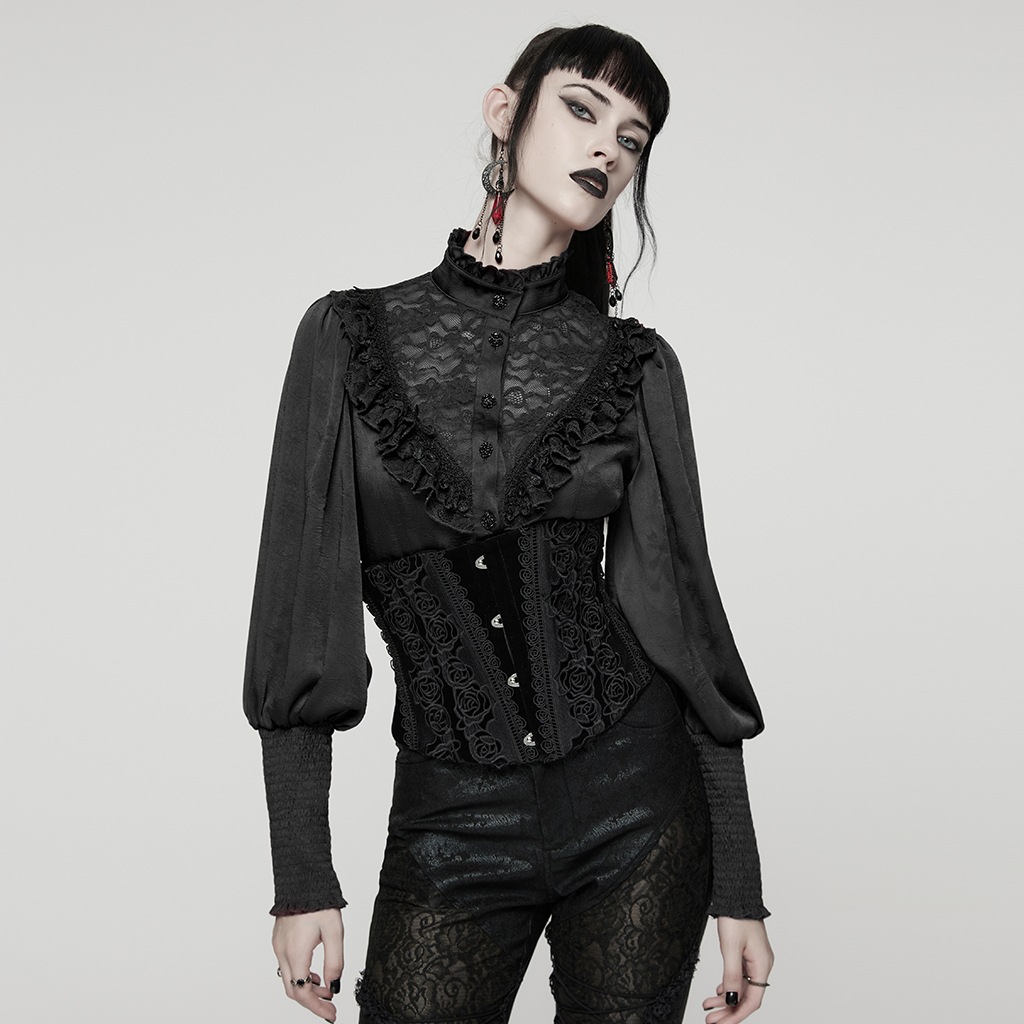 glareshop ���쥢����åס�S/L/2XL��KX688-B�������å��������졼�����åץꥱ�٥�٥åȥ��륻�å� �������ȥХ��  �� �֥�å� ��ǥ����� | �������奢��� V�� �����ץ� ���ơ��� [PUNK RAVE] Gothic Rose Lace Applique Velvet Corset Waistband