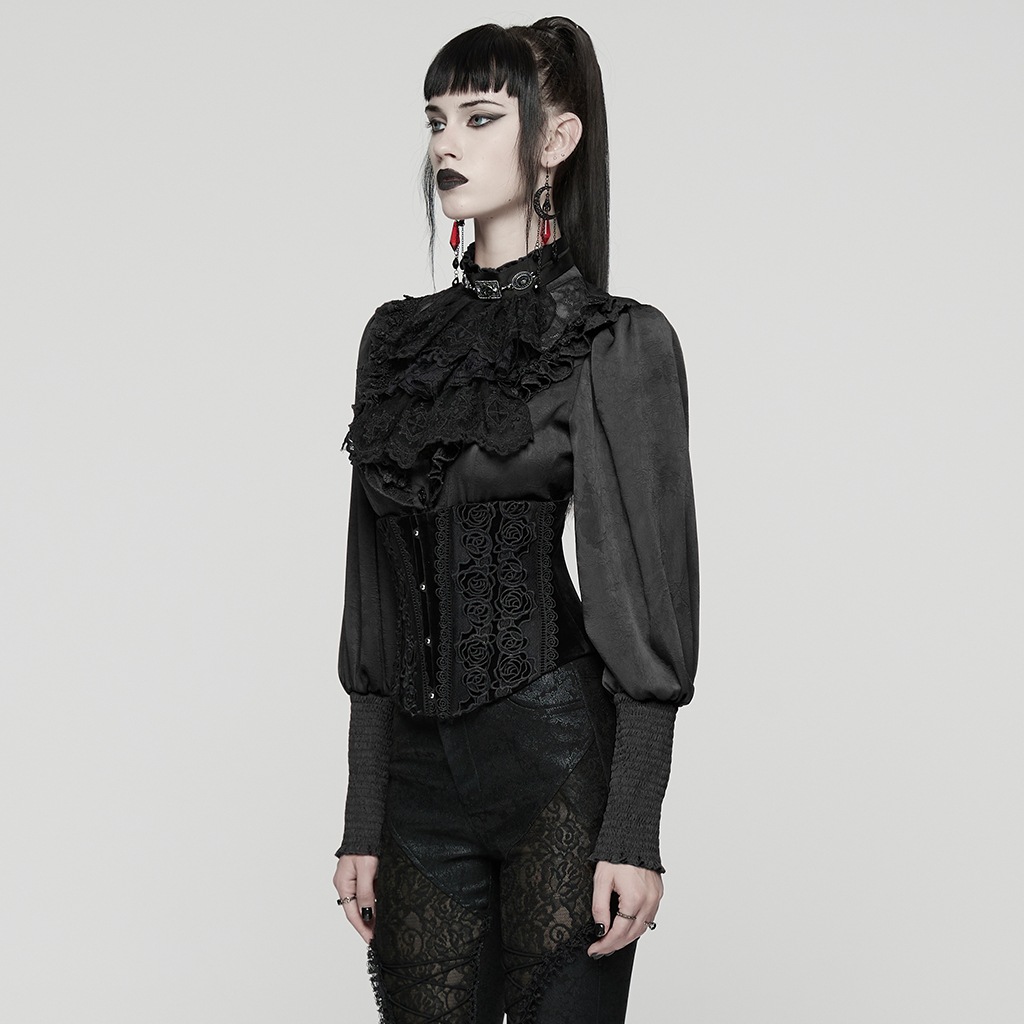 glareshop ���쥢����åס�S/L/2XL��KX688-B�������å��������졼�����åץꥱ�٥�٥åȥ��륻�å� �������ȥХ��  �� �֥�å� ��ǥ����� | �������奢��� V�� �����ץ� ���ơ��� [PUNK RAVE] Gothic Rose Lace Applique Velvet Corset Waistband