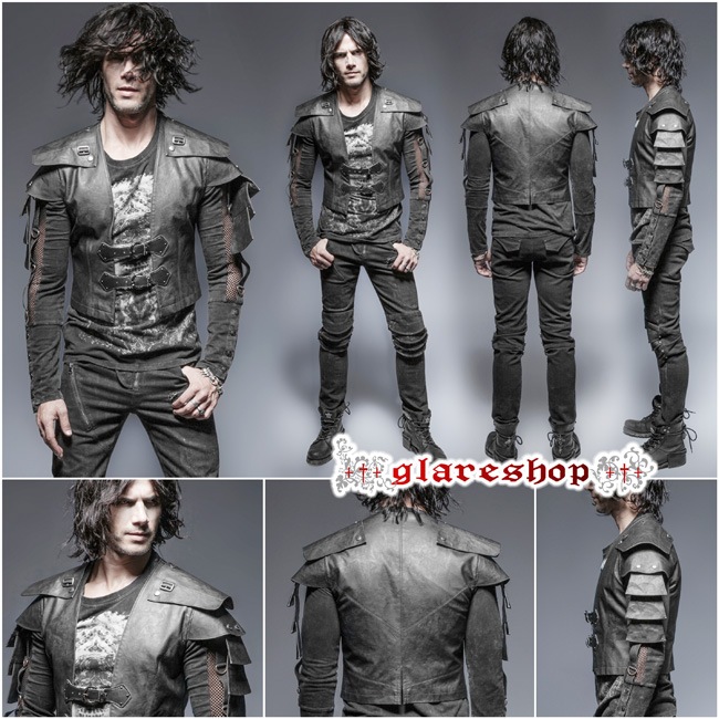 glareshop ���쥢����åס�M.S-M.5XL��TX368-B�������å��ѥ� �����ޡ������ꥢ�� ���� �쥶�� �����С��ѥ� �٥��� �ȥåץ� �� ��� | ��������ѥ� �������奢��� V�� �����ץ� ���ơ��� ���� �� [PUNK RAVE] Punk Armor Warrior Vest