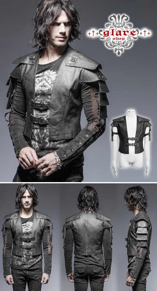 glareshop ���쥢����åס�M.S-M.5XL��TX368-B�������å��ѥ� �����ޡ������ꥢ�� ���� �쥶�� �����С��ѥ� �٥��� �ȥåץ� �� ��� | ��������ѥ� �������奢��� V�� �����ץ� ���ơ��� ���� �� [PUNK RAVE] Punk Armor Warrior Vest