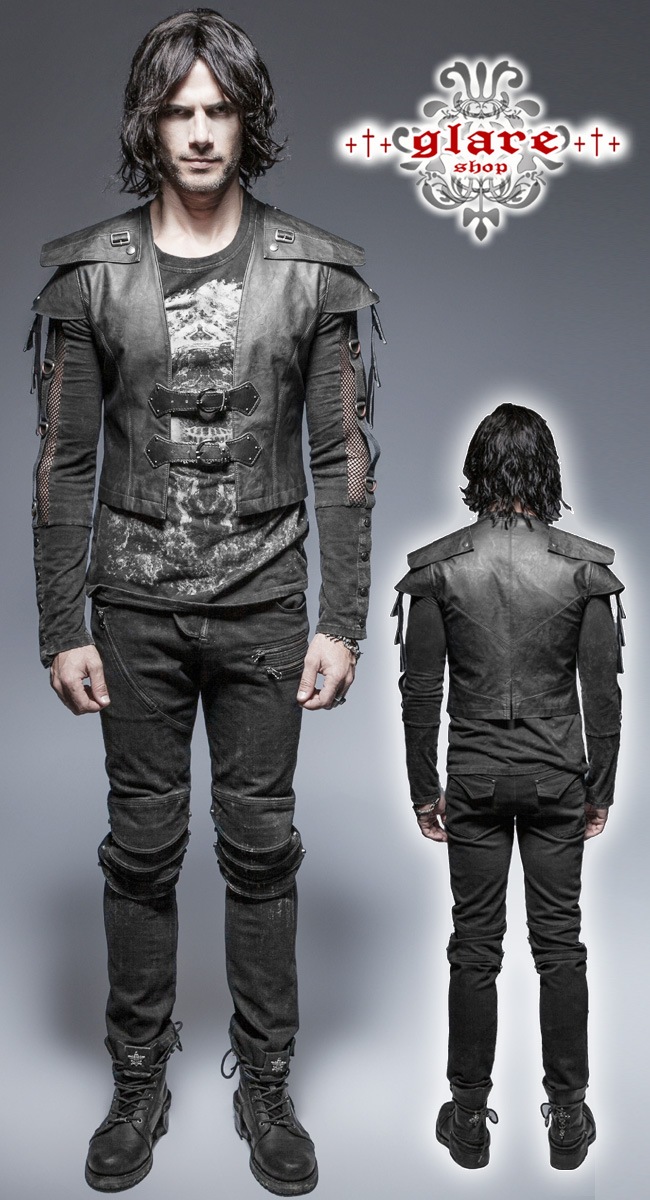 glareshop ���쥢����åס�M.S-M.5XL��TX368-B�������å��ѥ� �����ޡ������ꥢ�� ���� �쥶�� �����С��ѥ� �٥��� �ȥåץ� �� ��� | ��������ѥ� �������奢��� V�� �����ץ� ���ơ��� ���� �� [PUNK RAVE] Punk Armor Warrior Vest