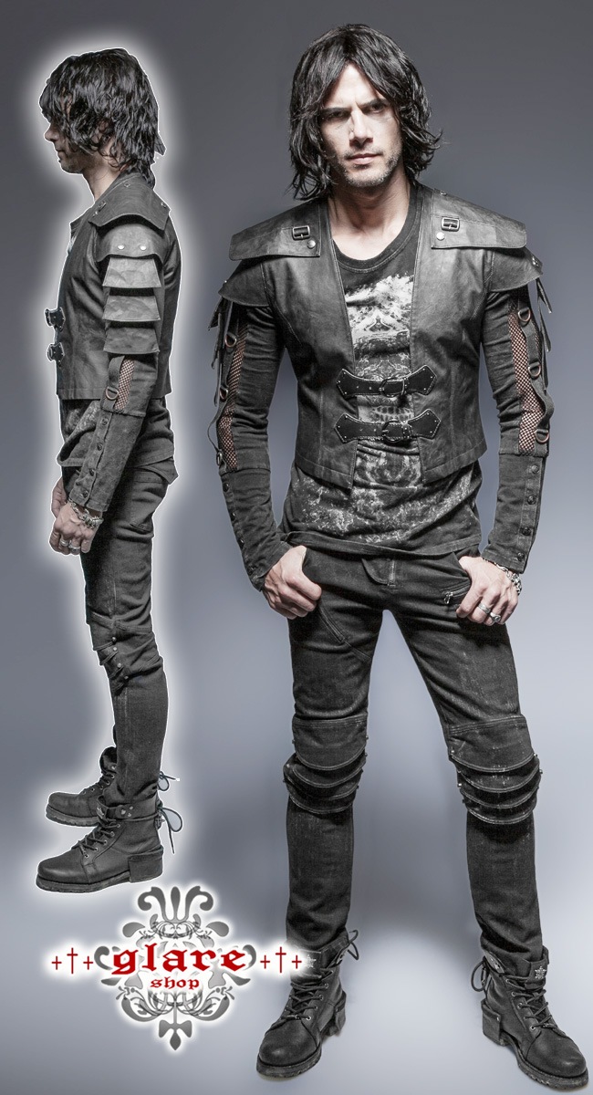 glareshop ���쥢����åס�M.S-M.5XL��TX368-B�������å��ѥ� �����ޡ������ꥢ�� ���� �쥶�� �����С��ѥ� �٥��� �ȥåץ� �� ��� | ��������ѥ� �������奢��� V�� �����ץ� ���ơ��� ���� �� [PUNK RAVE] Punk Armor Warrior Vest