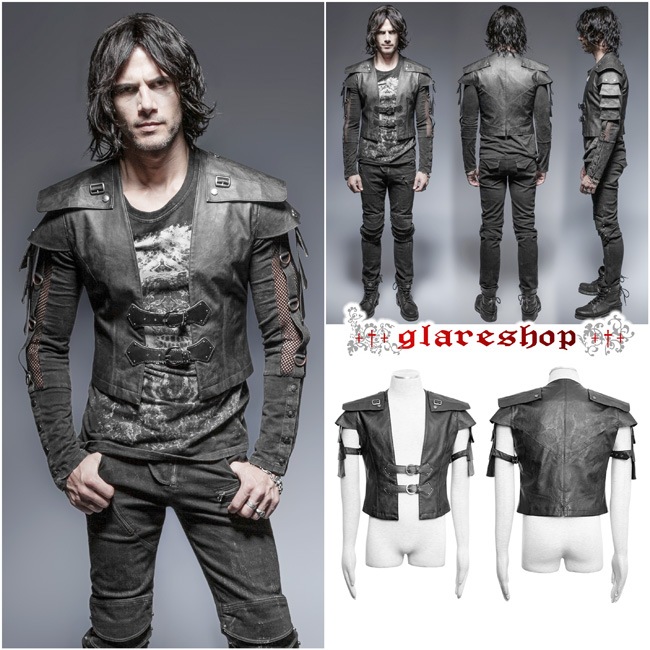 glareshop ���쥢����åס�M.S-M.5XL��TX368-B�������å��ѥ� �����ޡ������ꥢ�� ���� �쥶�� �����С��ѥ� �٥��� �ȥåץ� �� ��� | ��������ѥ� �������奢��� V�� �����ץ� ���ơ��� ���� �� [PUNK RAVE] Punk Armor Warrior Vest