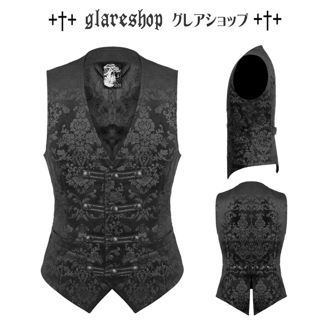 glareshop 쥢åסM.S-M.5XLKX100-B ٥ 硼Ⱦ å եޥ ² ޥ ʥݥ쥪  ֥å  |  åեå 奢 V   [PUNK RAVE] Gothic Vest