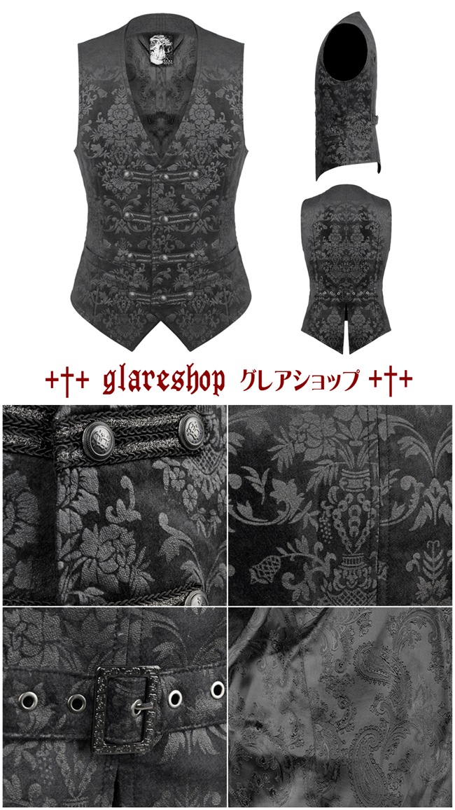 glareshop 쥢åסM.S-M.5XLKX100-B ٥ 硼Ⱦ å եޥ ² ޥ ʥݥ쥪  ֥å  |  åեå 奢 V   [PUNK RAVE] Gothic Vest