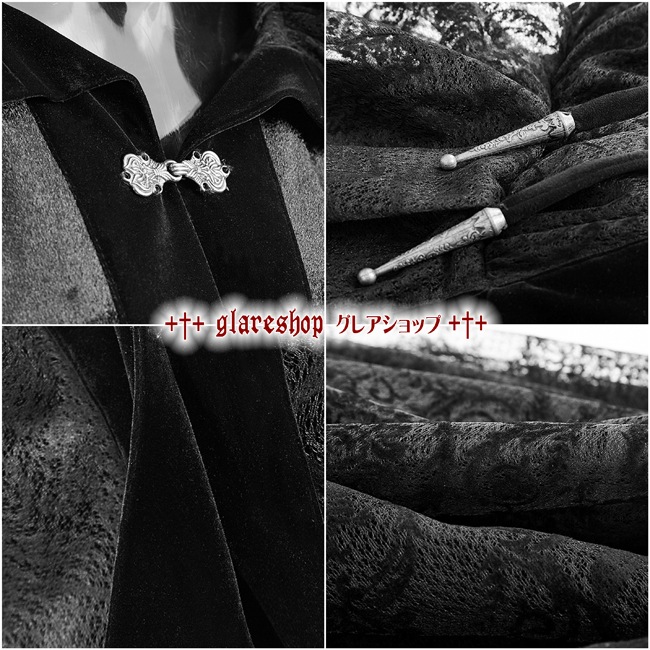  | glareshop 쥢åסFJX259-Bå 2Way ٥٥å С֥졼 󥰾 ޥ աե  ǥ |  奢 V ץ ơ   [PUNK RAVE] Gothic flower pattern velvet fabric big cape