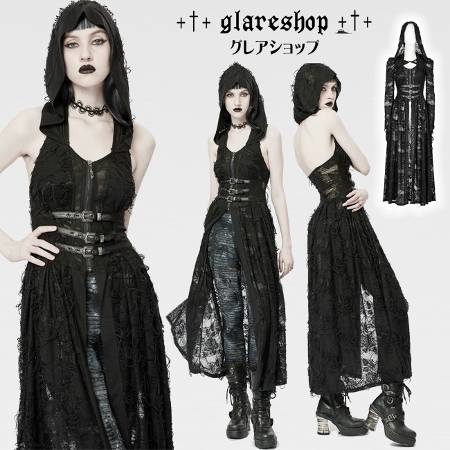 glareshop 쥢åסXS-4XLJX838-B å  ۥ륿ͥå ադ 󥰥ɥ쥹 ݥ 2å  ֥å ǥ |  奢 V ⡼ɷ ץ ơ   [PUNK RAVE] Dark Gothic Knitted Coat