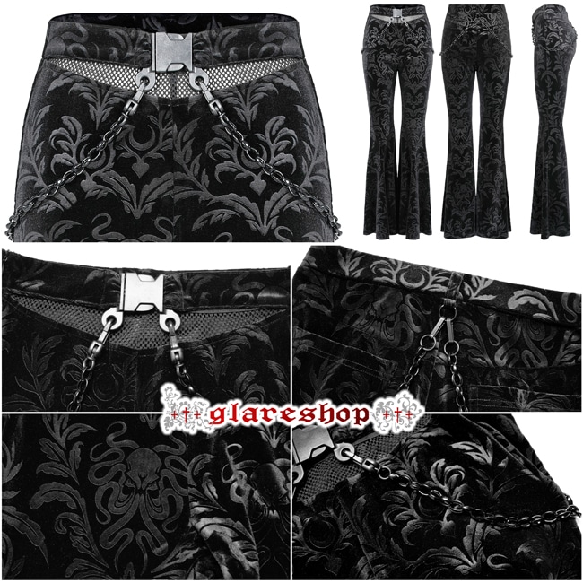 glareshop ���쥢����åס�XS-4XL��PX573-B���������� �����å� �������롼�ץ��ȥ٥�٥åȥ��󥰥ե쥢�ѥ�� �� �֥�å� ��ǥ����� | ����� �������奢��� V�� �⡼�ɷ� �����ץ� ���ơ��� ���� �� [PUNK RAVE] Gothic Dark Printed Velvet Flared Pants